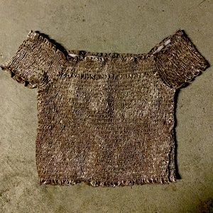 Velvet off the shoulder synch crop top